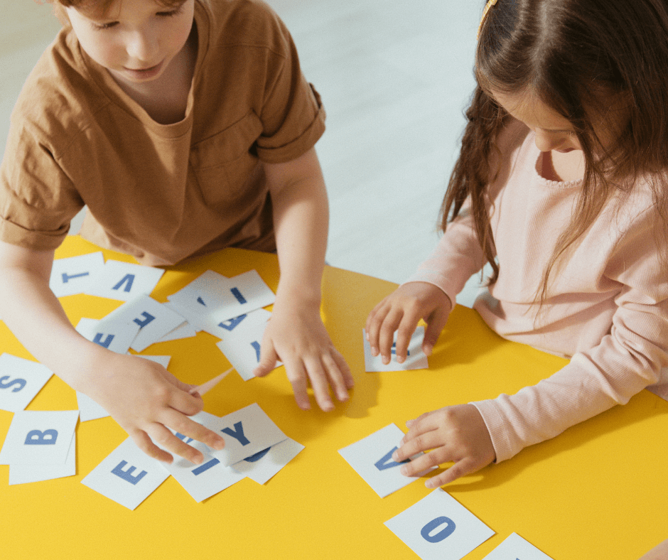 Children with letter cards