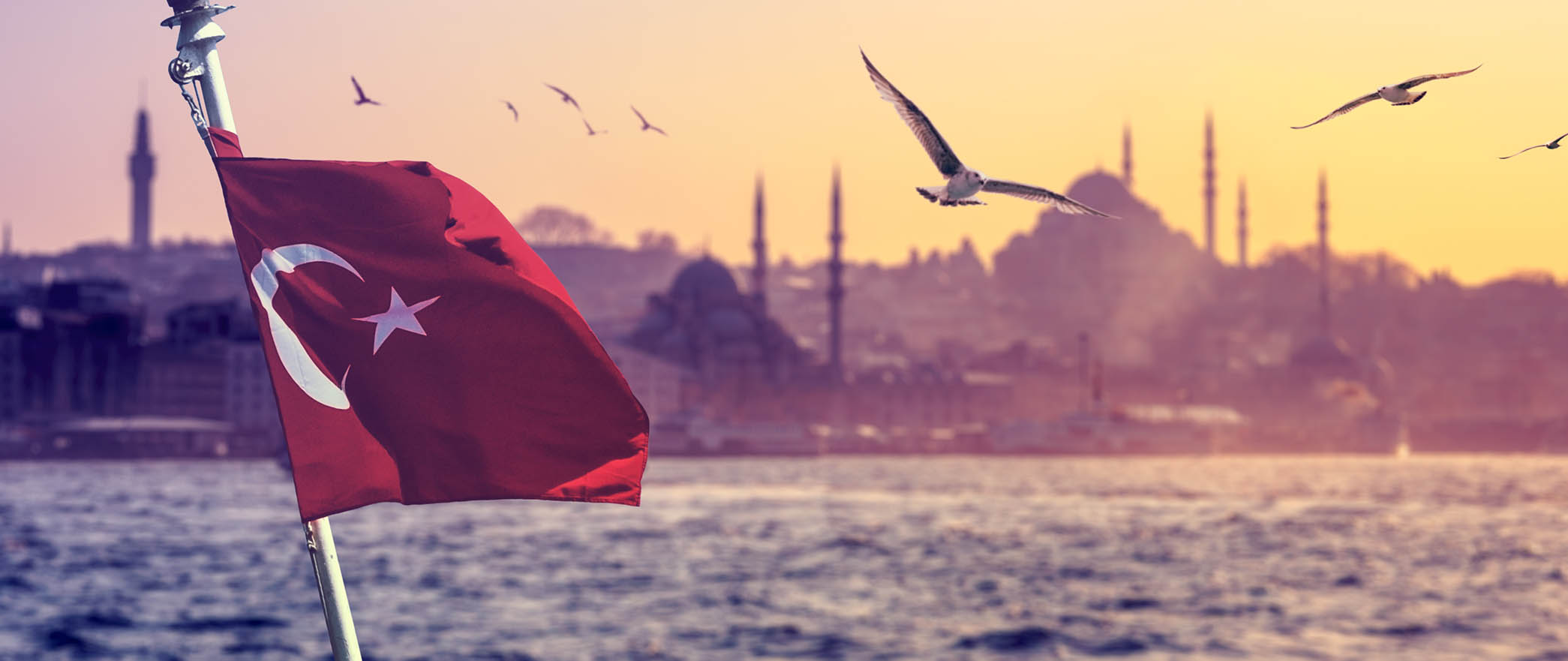Turkish flag and coastline