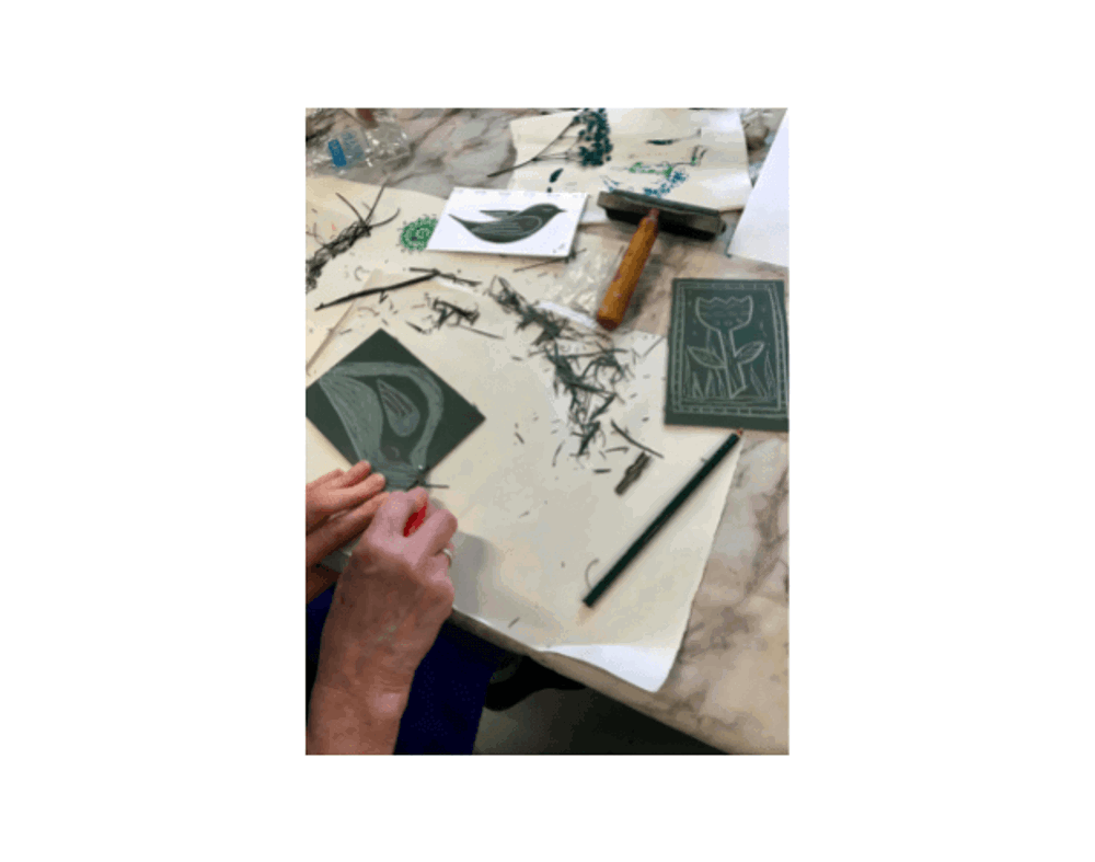 Printmaking bird art