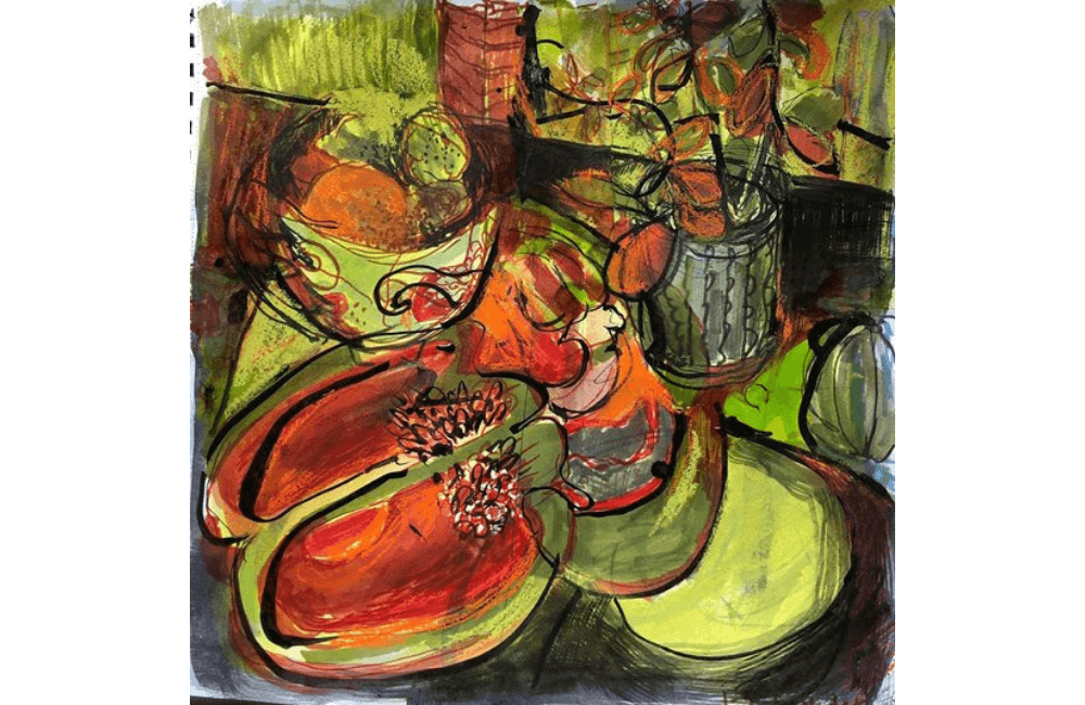 Mixed media artwork of fruit