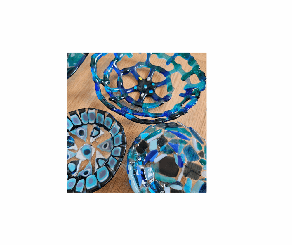 Blue glass bowls