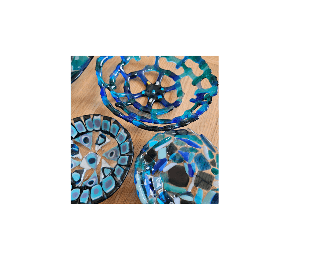 Blue glass bowls
