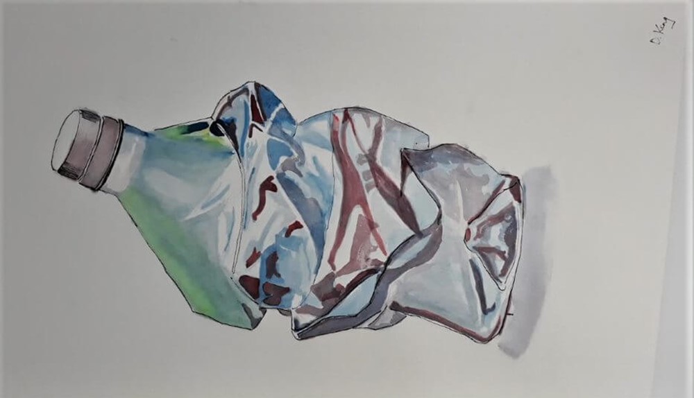Painting of bottle crushed