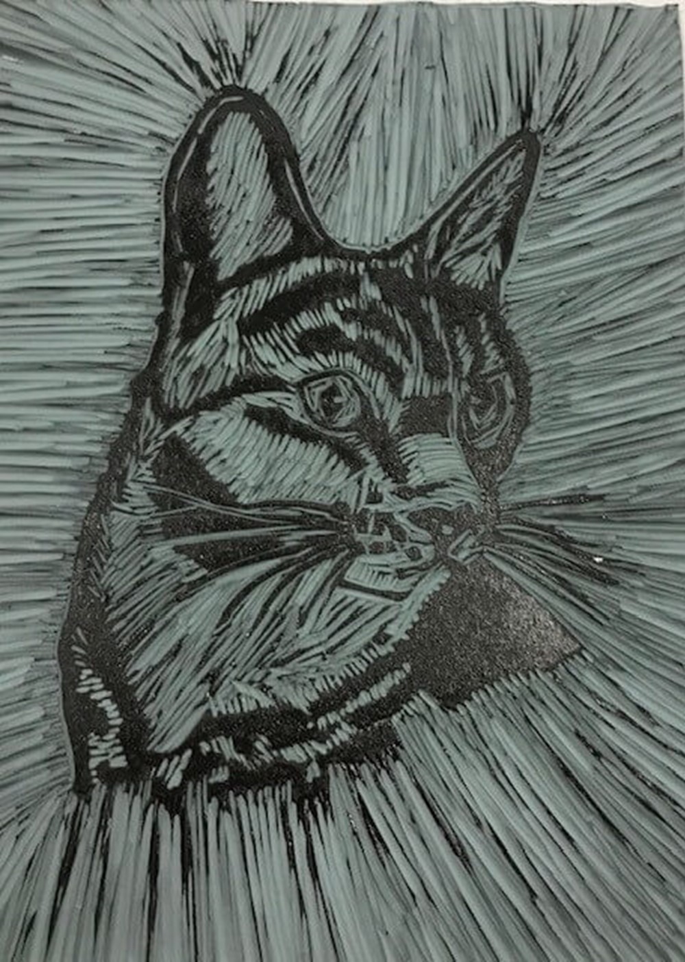 Printmaking cat art