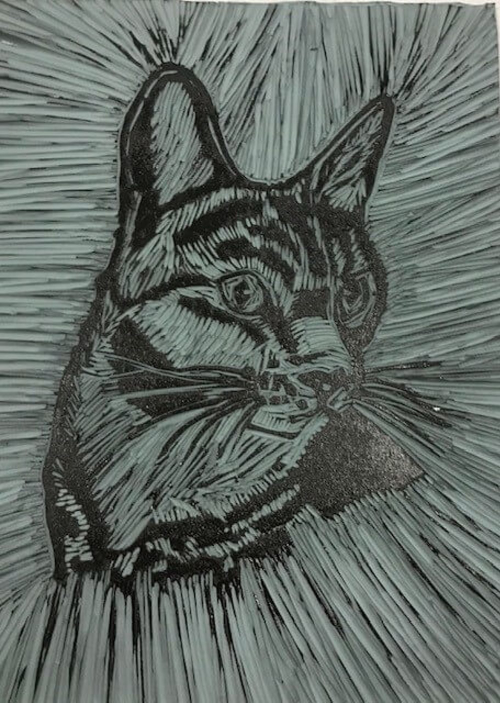 Printmaking cat art