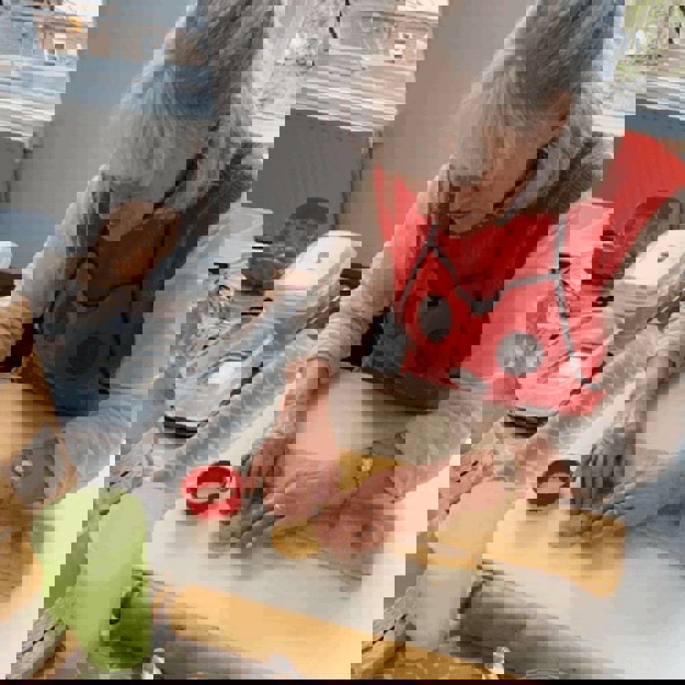 Lady making pasta shapes