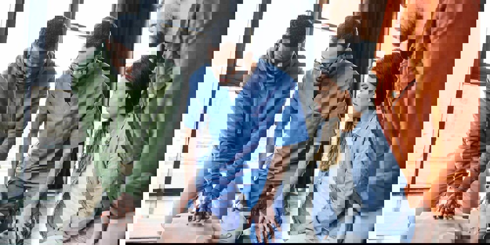 Group of people learning first aid