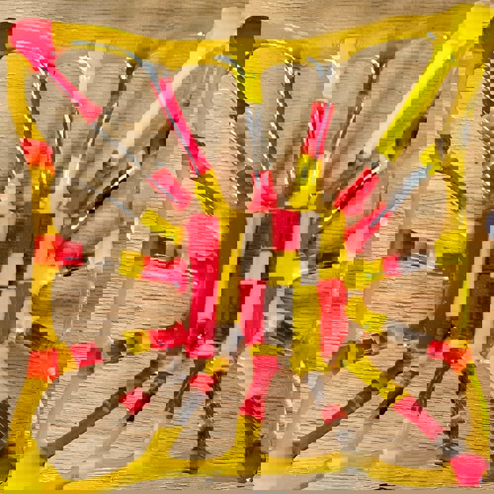 Yellow and red glass bowl