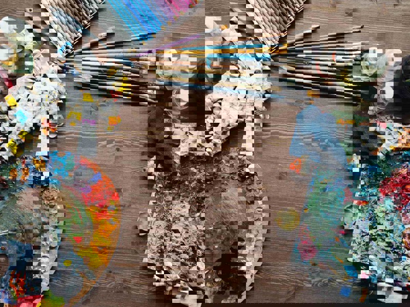 Brushes and paint palettes