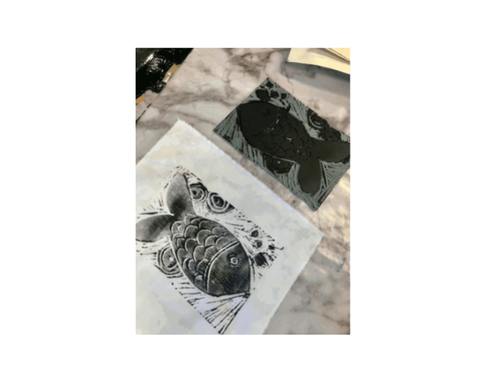 Printmaking fish art