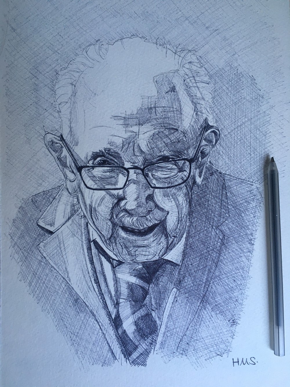 Learner sketch depicting senior gentleman