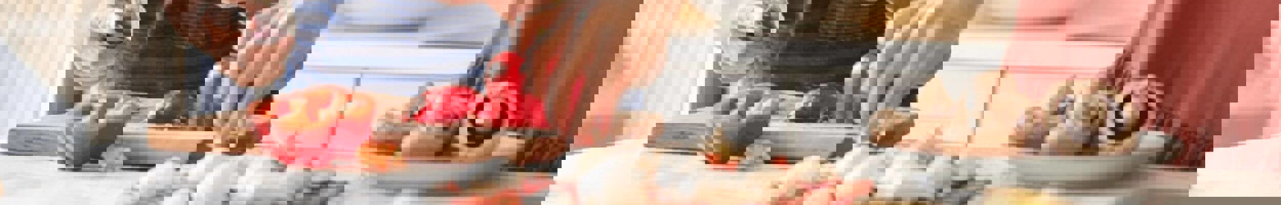 Close up of chopping vegetables