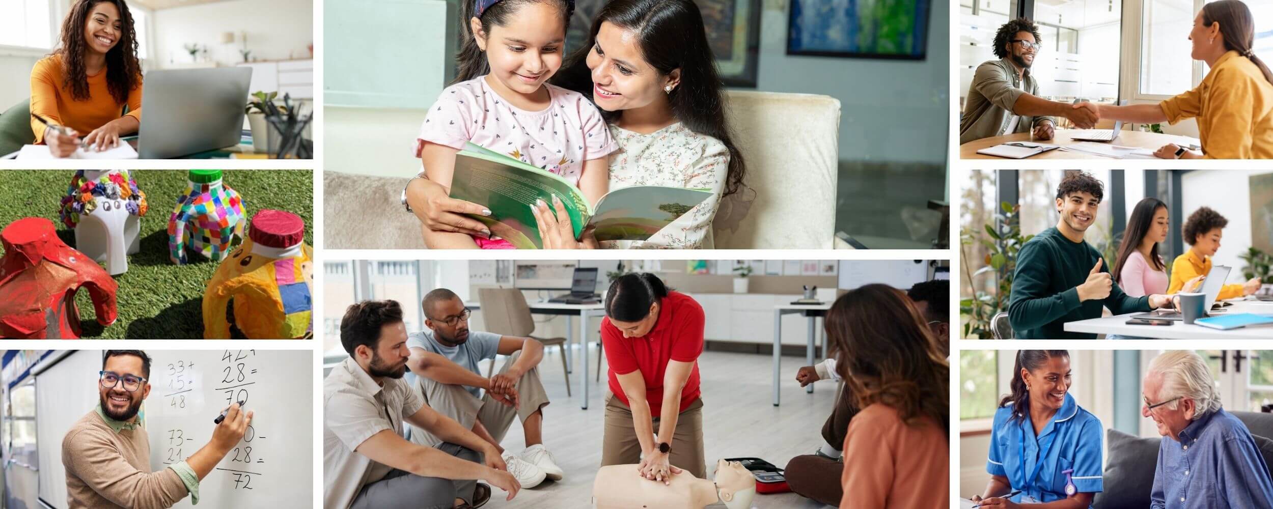 Collage of images depicting Kent adult education courses
