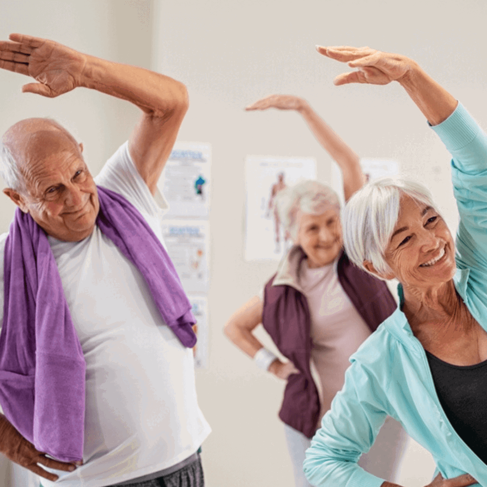 Group of people stretching 