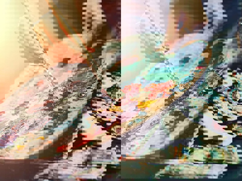 Painting with wooden palette