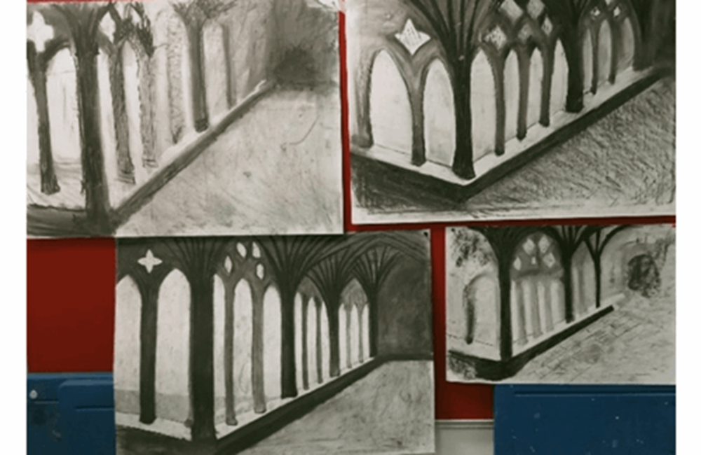 Selection of drawings of arches on building