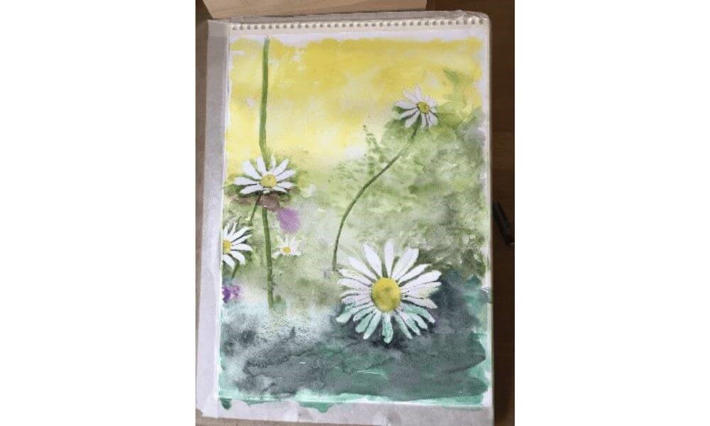 Painting of daises