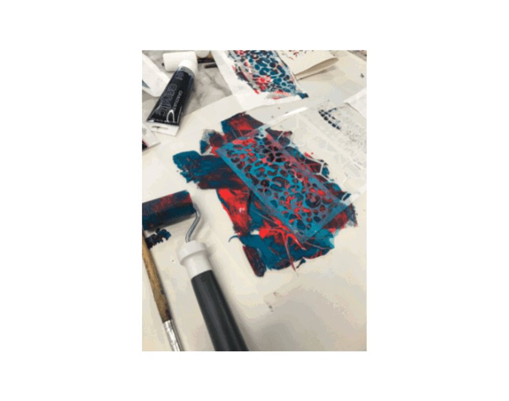 Printmaking work and roller