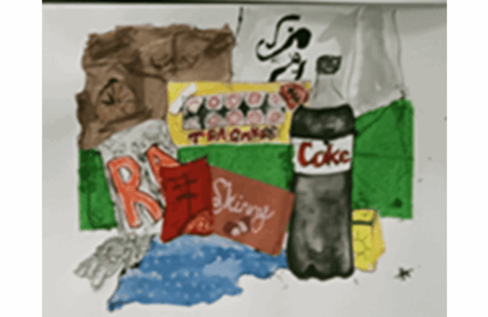 Drawing of food shopping