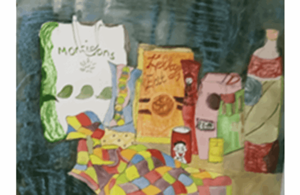Drawing of food shopping