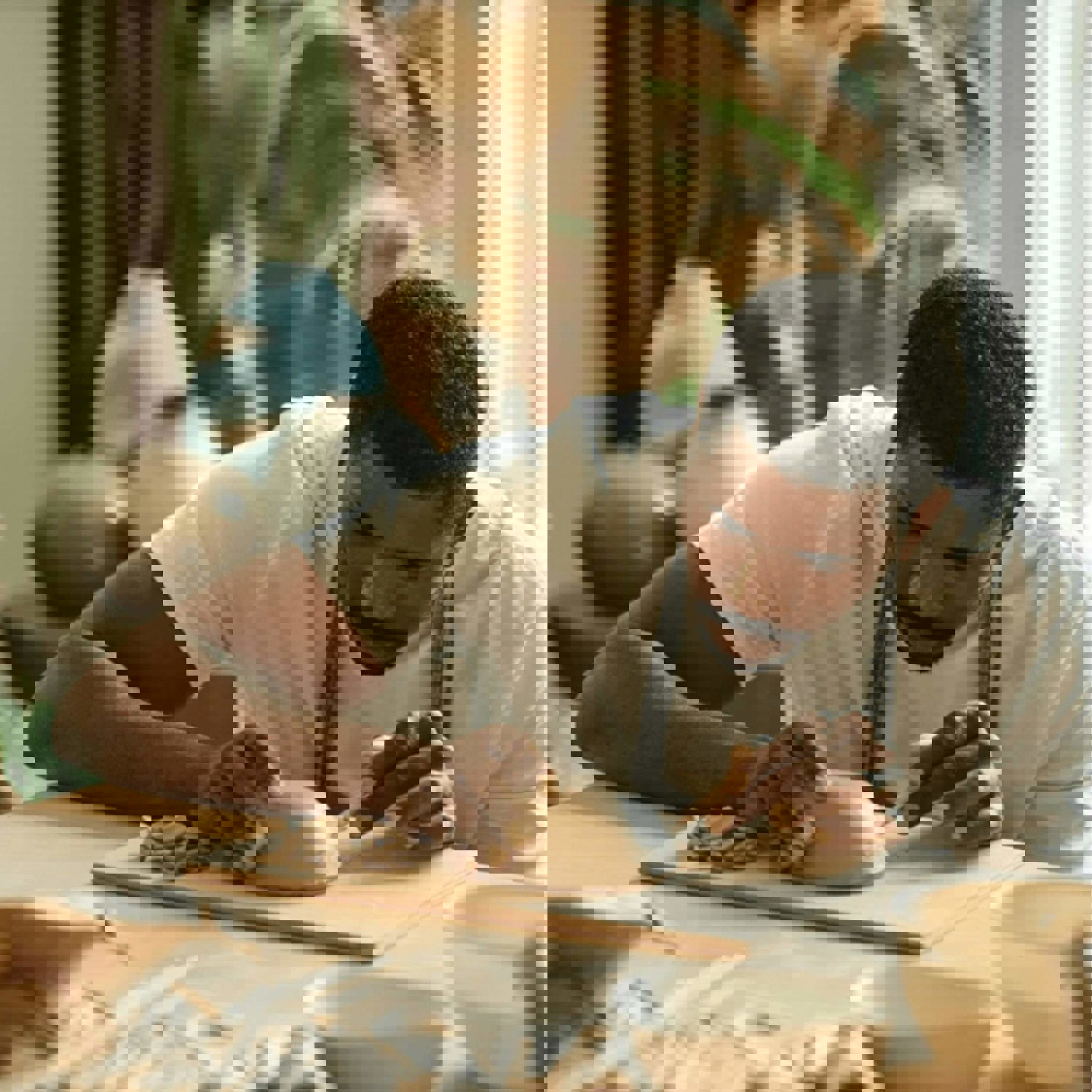 Man carving clay