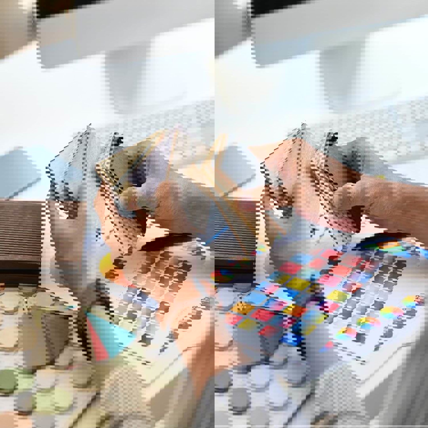 Person looking at colour swatches