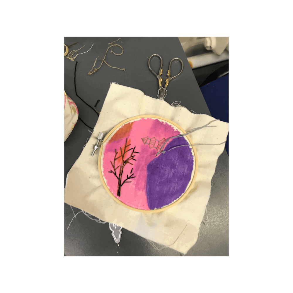 Textile art pink and purple