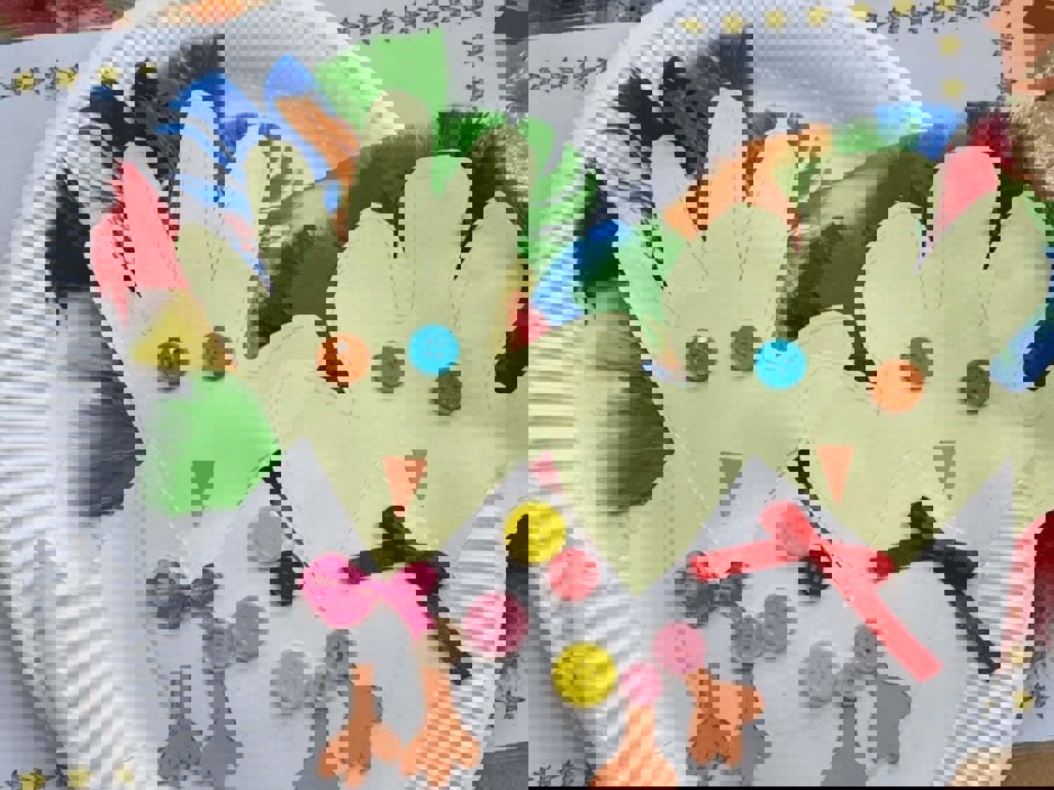 Paper chick crafts on plate