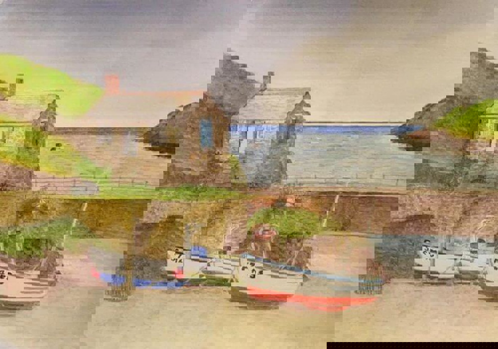 Watercolour painting of boats