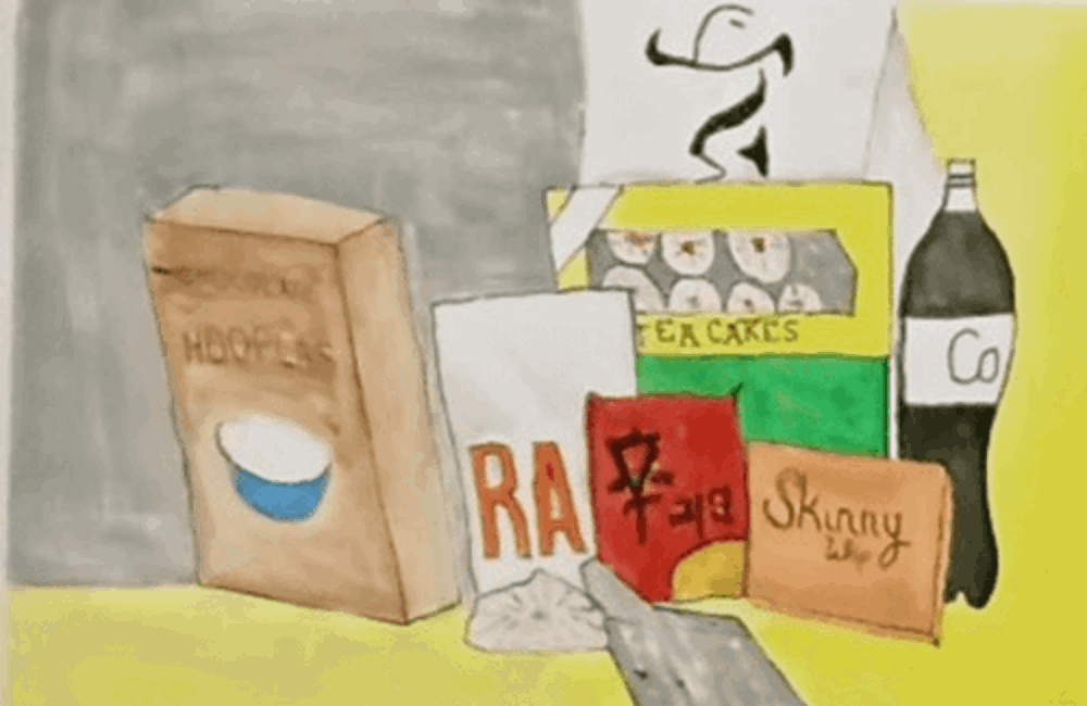 Drawing of food shopping