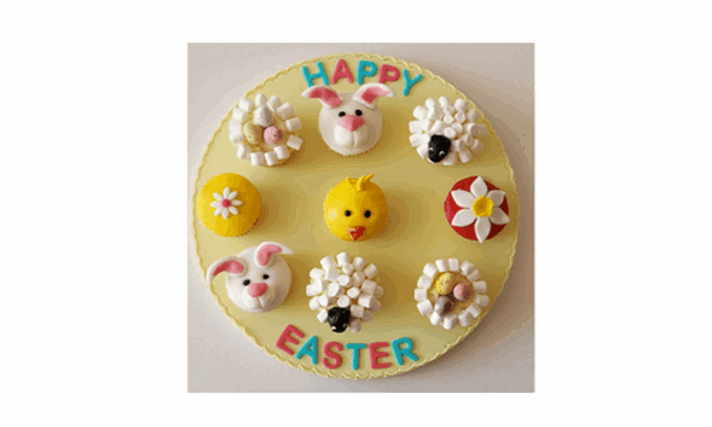 Sheep and rabbit Easter cupcakes