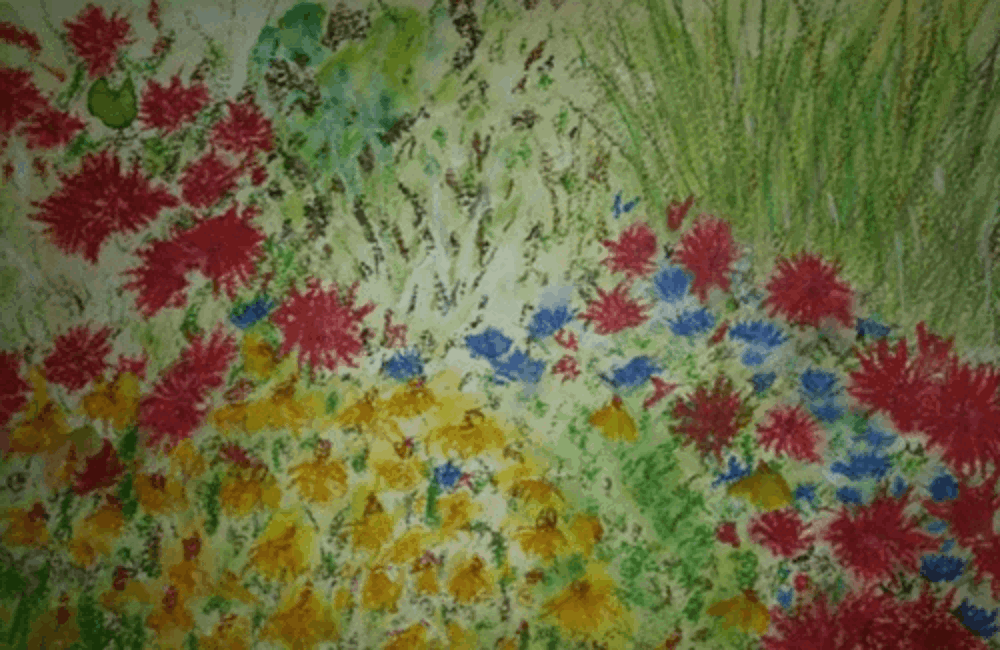 Painting of flowers in field