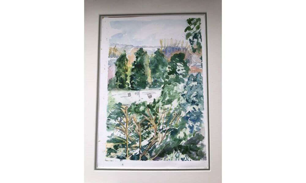 Watercolour painting of trees