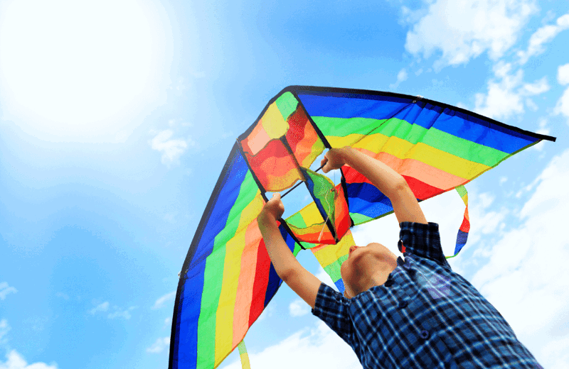 Child holding a kite