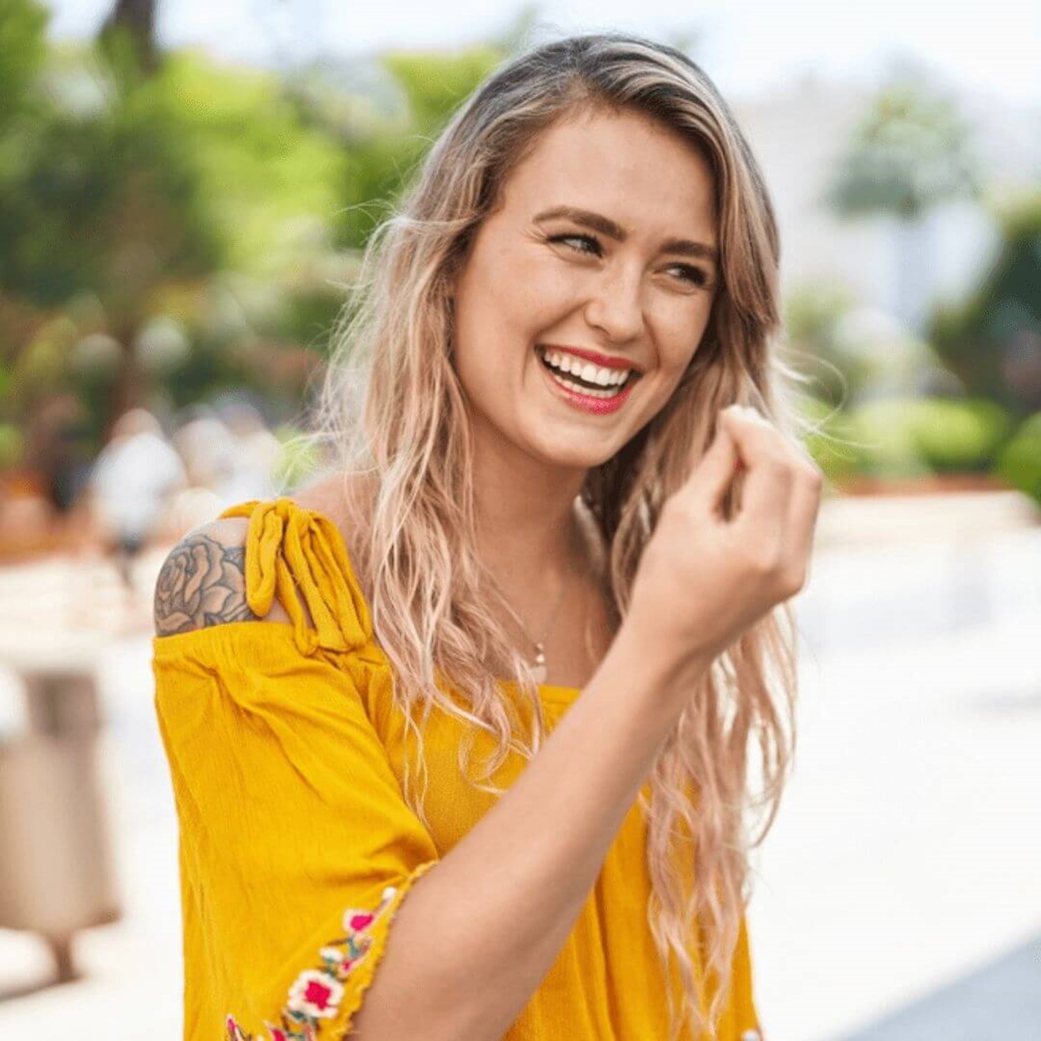 Lady using hand gestures