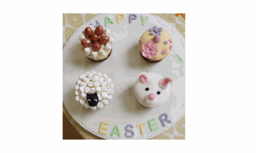 Sheep and rabbit Easter cupcakes