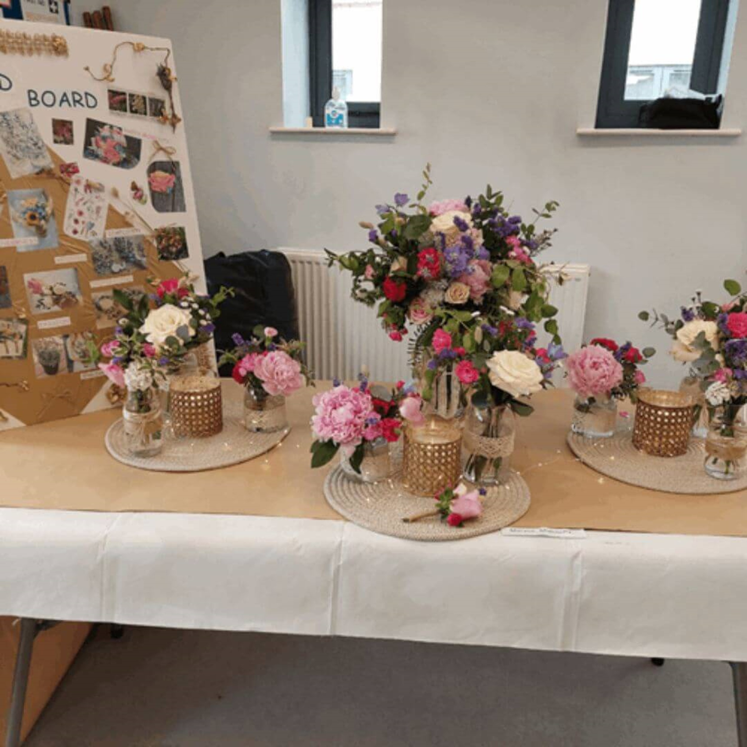 Floral table arrangements made by learners