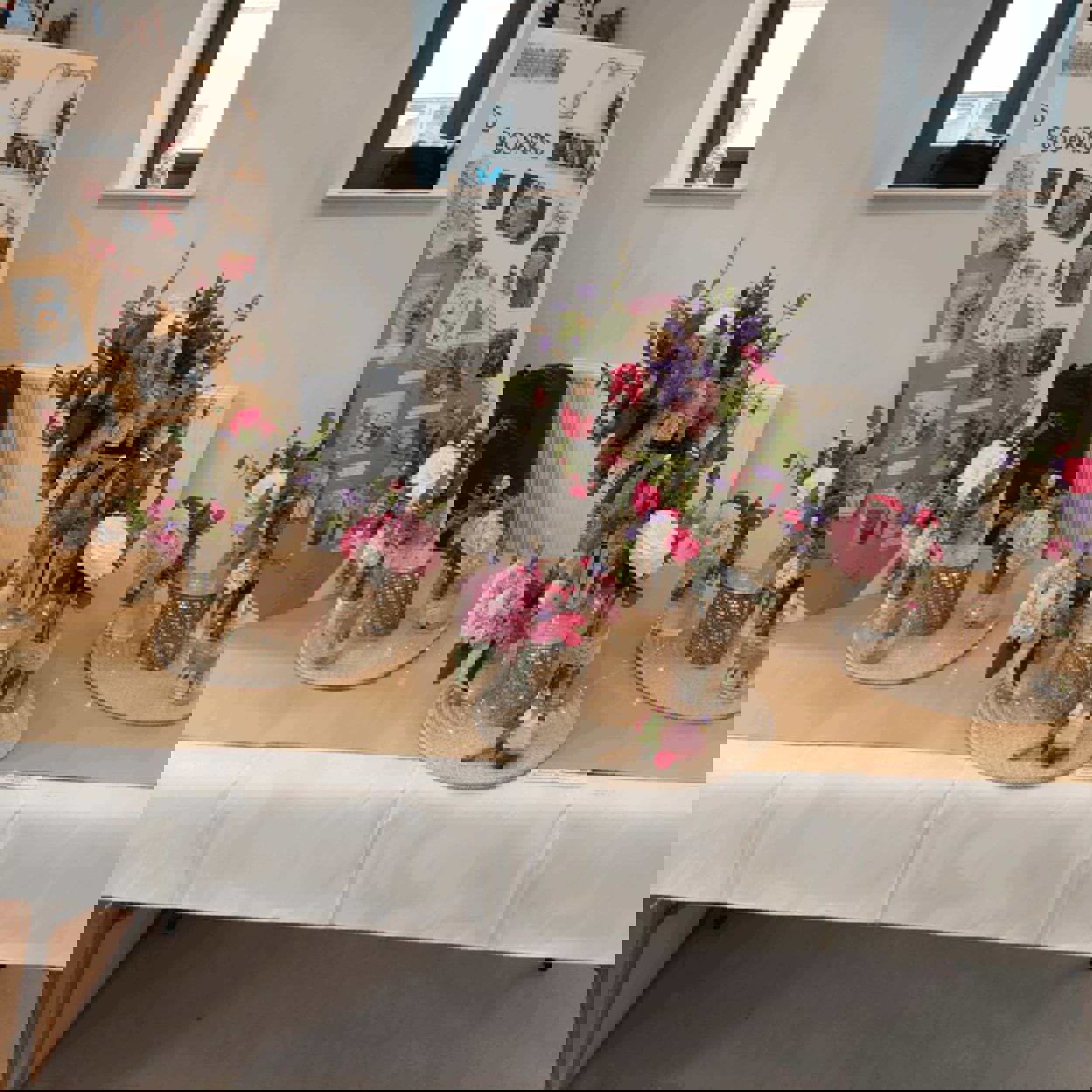 Floral table arrangements made by learners