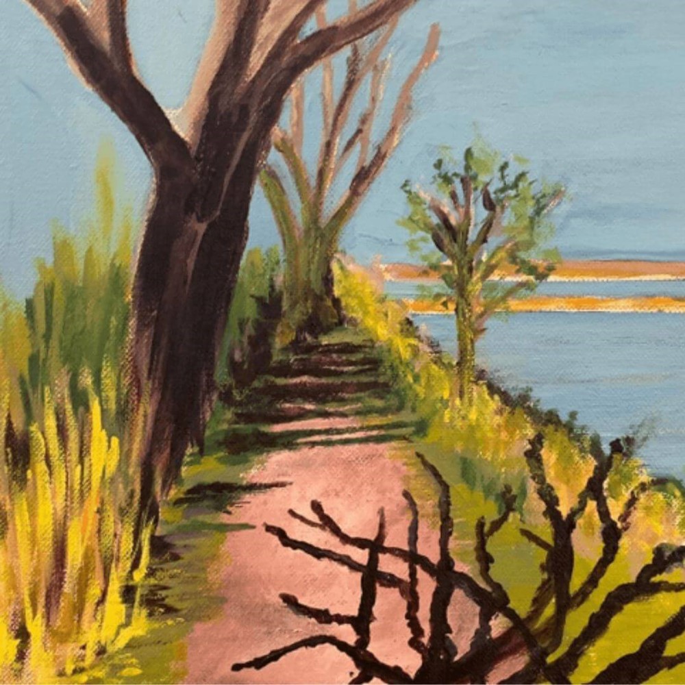 Learner watercolour painting of a landscape