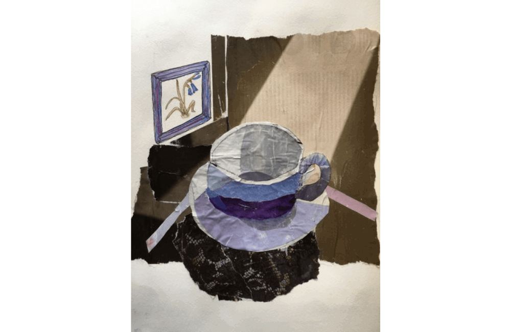 Mixed media art of teacup