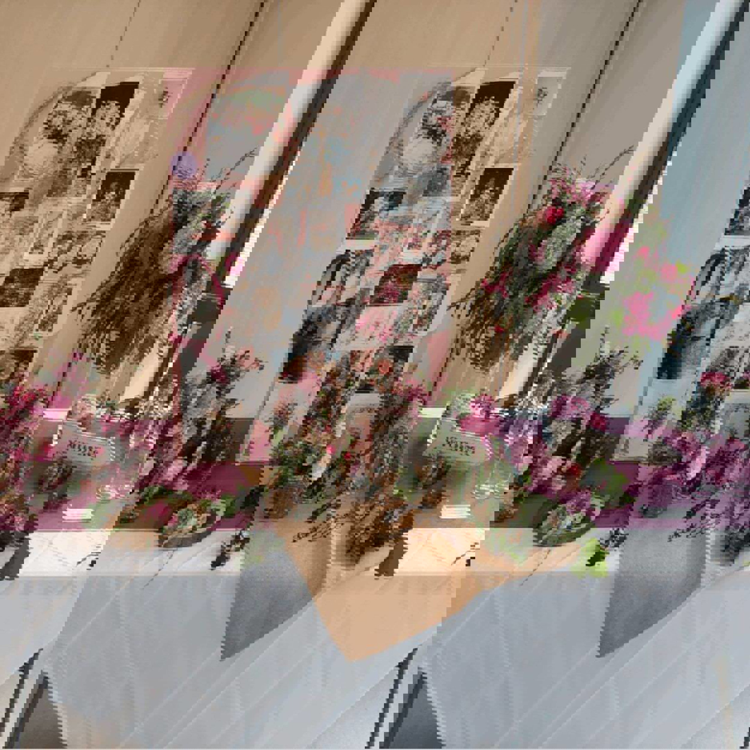 Wedding flowers made by learner with moodboard