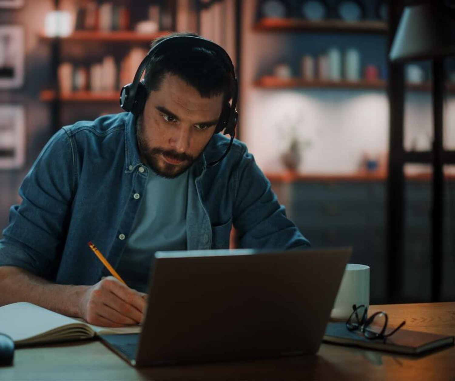 Man working at a laptop