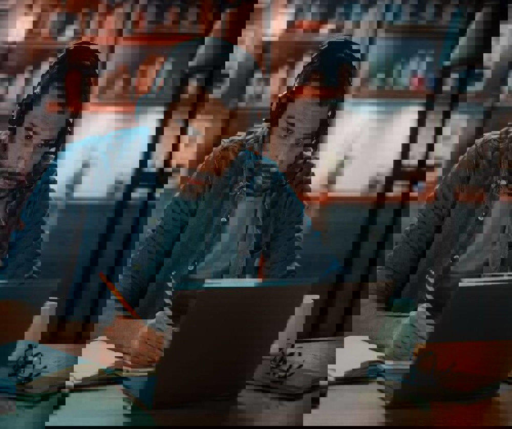 Man working at a laptop
