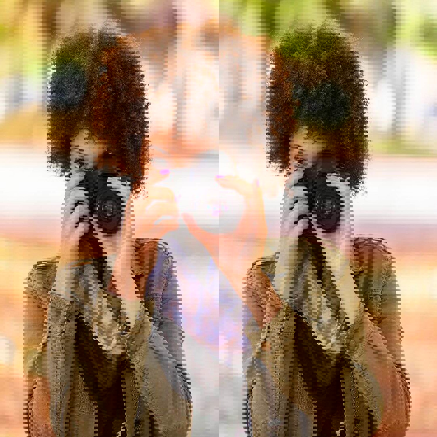 Woman using a camera