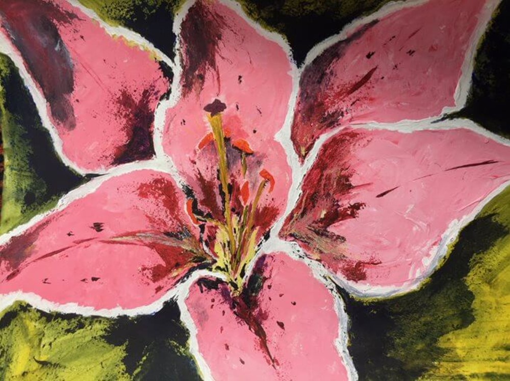 Painting of pink flower