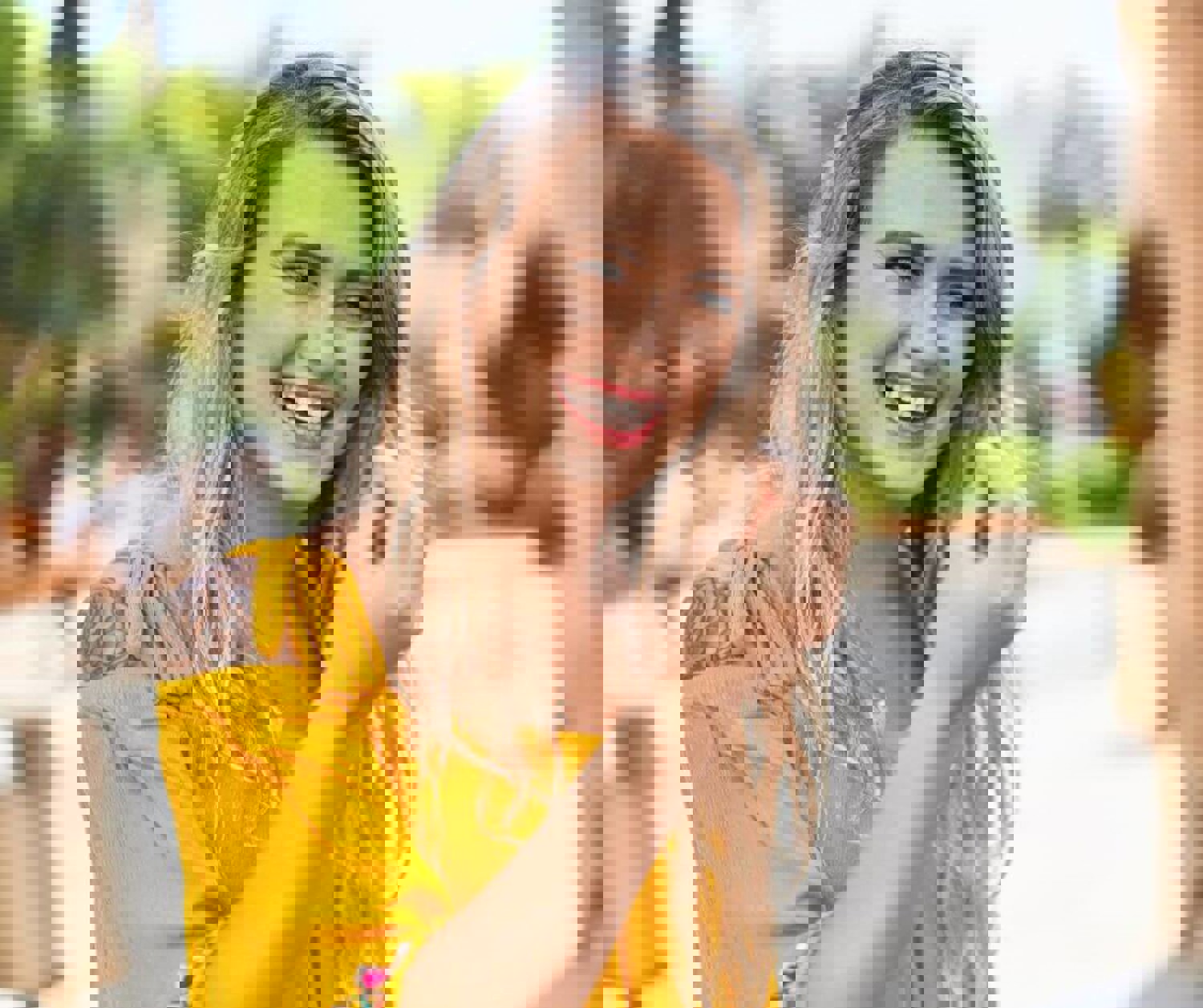 Woman speaking and smiling