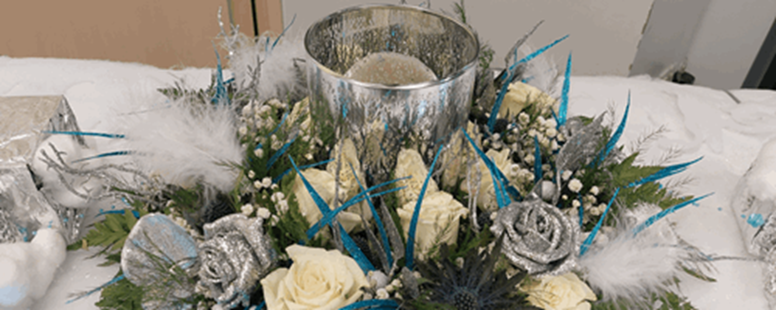 Flowers around candle