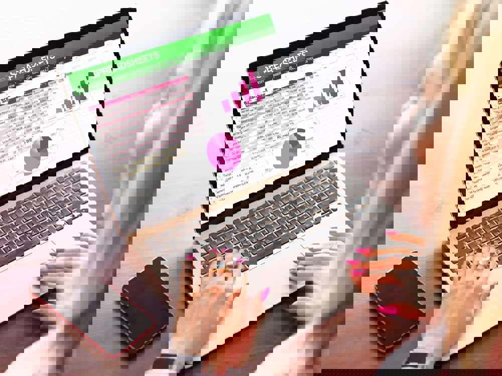Woman working on a laptop
