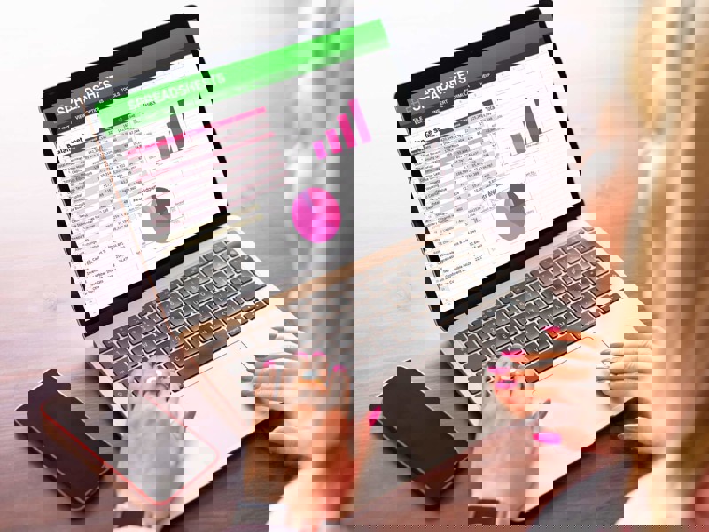 Woman working on a laptop