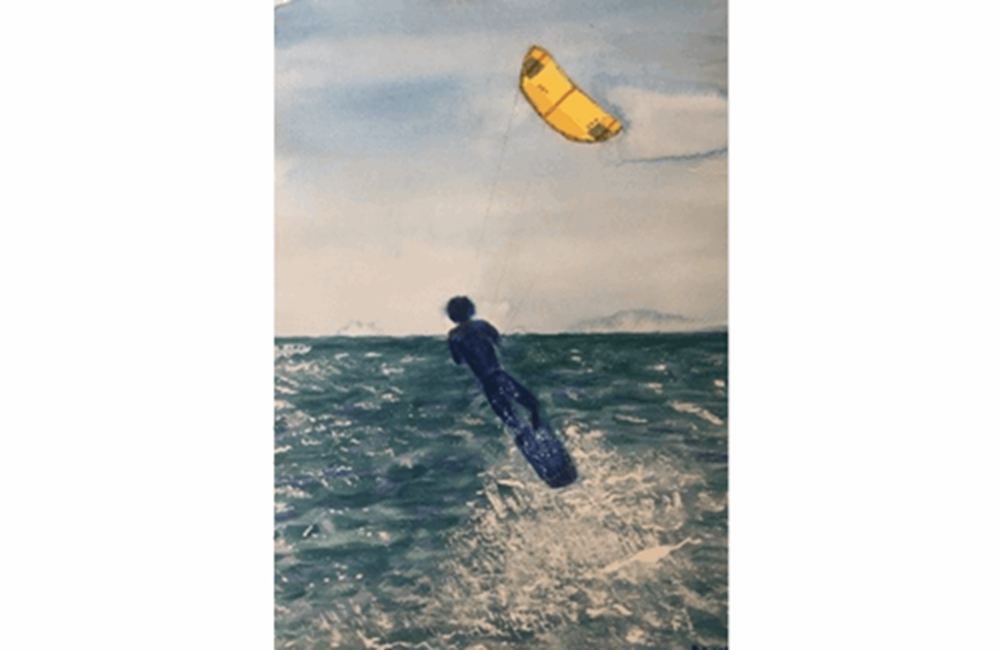 Painting of kite surfer